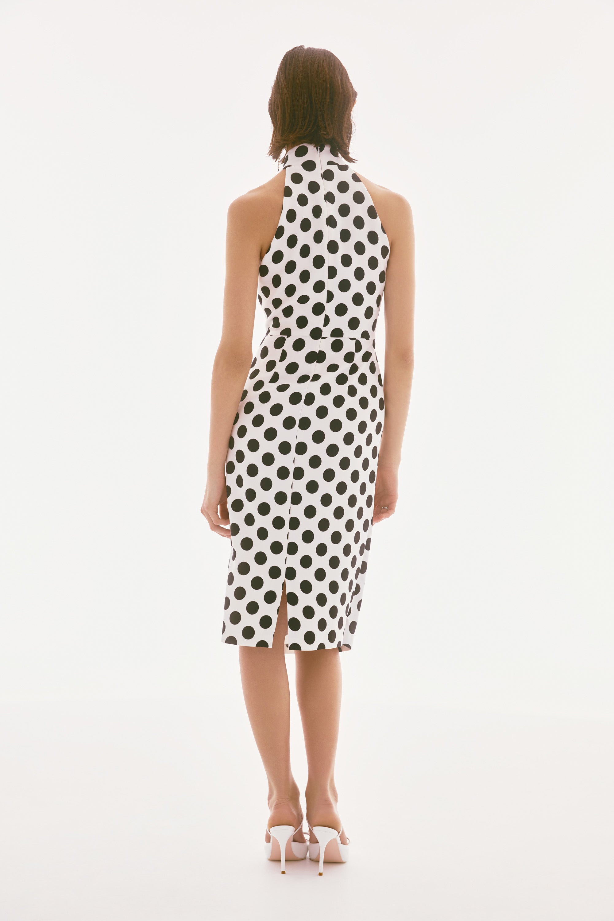 Lux Twill Dot Print Halter Dress